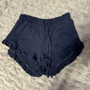 Women's Navy Ruffle Shorts